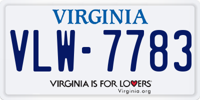 VA license plate VLW7783