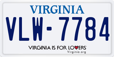 VA license plate VLW7784