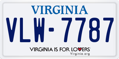 VA license plate VLW7787