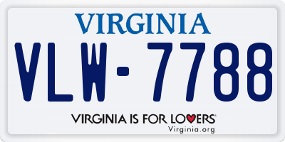 VA license plate VLW7788