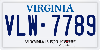 VA license plate VLW7789