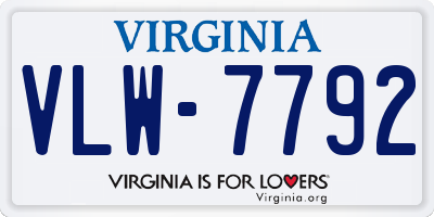 VA license plate VLW7792