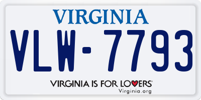 VA license plate VLW7793