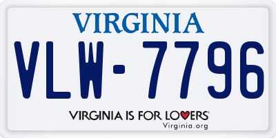 VA license plate VLW7796