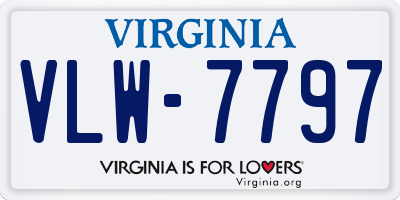 VA license plate VLW7797