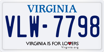 VA license plate VLW7798