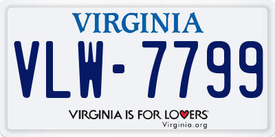 VA license plate VLW7799