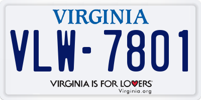 VA license plate VLW7801