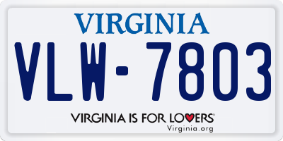 VA license plate VLW7803