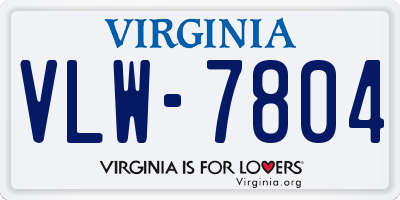 VA license plate VLW7804