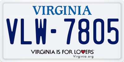 VA license plate VLW7805