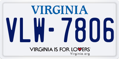 VA license plate VLW7806