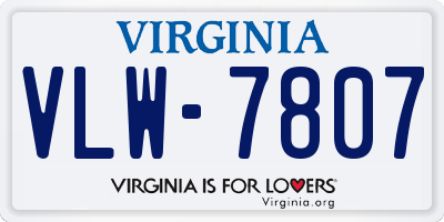 VA license plate VLW7807