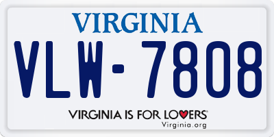 VA license plate VLW7808