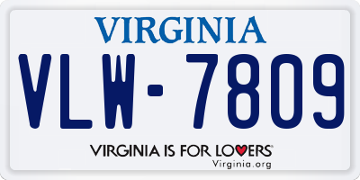 VA license plate VLW7809