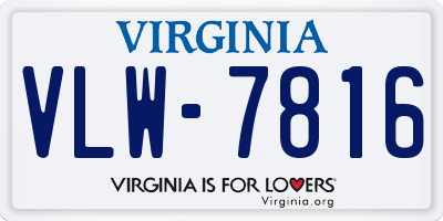 VA license plate VLW7816