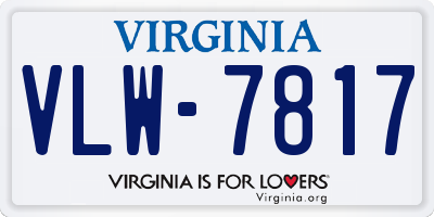 VA license plate VLW7817