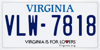 VA license plate VLW7818