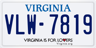 VA license plate VLW7819