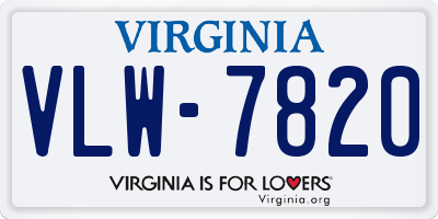 VA license plate VLW7820