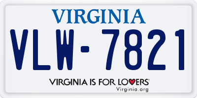 VA license plate VLW7821