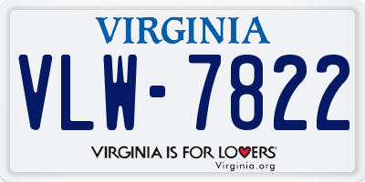 VA license plate VLW7822