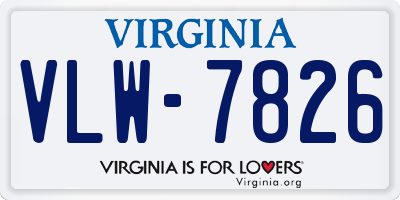 VA license plate VLW7826