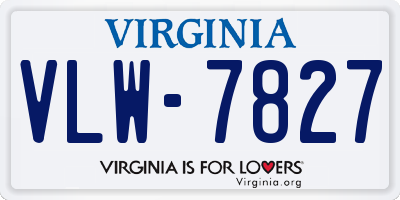 VA license plate VLW7827