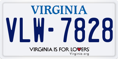 VA license plate VLW7828