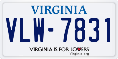 VA license plate VLW7831