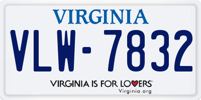 VA license plate VLW7832