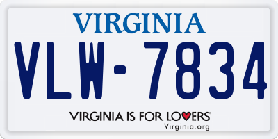 VA license plate VLW7834