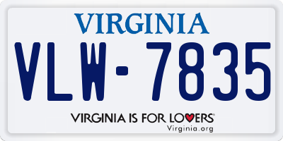 VA license plate VLW7835