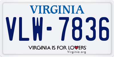 VA license plate VLW7836