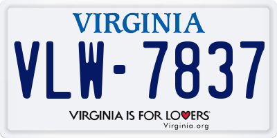 VA license plate VLW7837