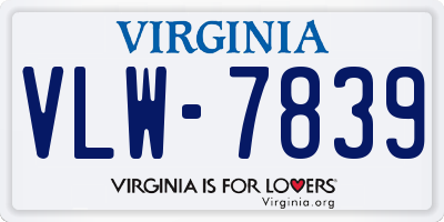 VA license plate VLW7839