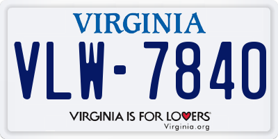 VA license plate VLW7840