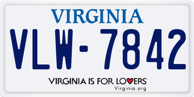 VA license plate VLW7842