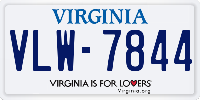 VA license plate VLW7844