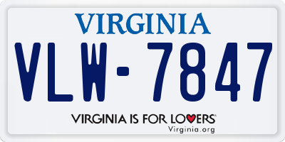 VA license plate VLW7847