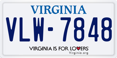 VA license plate VLW7848