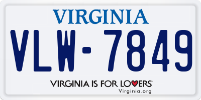 VA license plate VLW7849