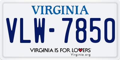 VA license plate VLW7850