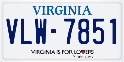 VA license plate VLW7851