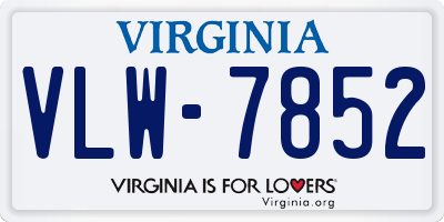 VA license plate VLW7852