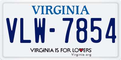 VA license plate VLW7854