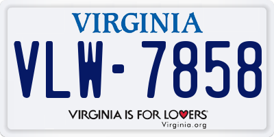 VA license plate VLW7858