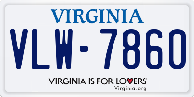 VA license plate VLW7860