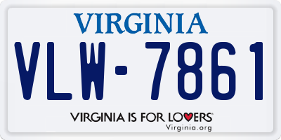 VA license plate VLW7861