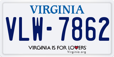 VA license plate VLW7862